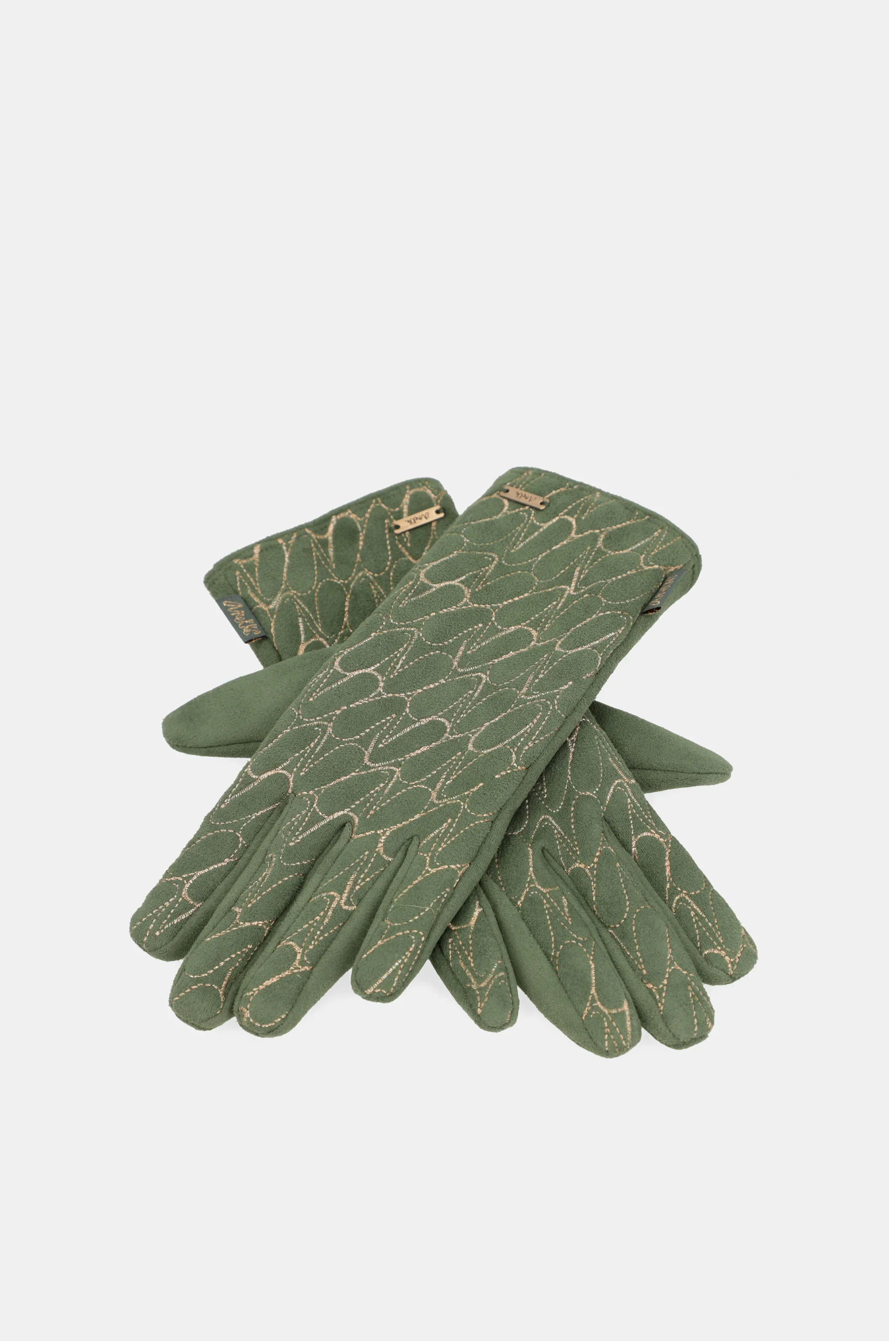 Grüne Handschuhe mit Anekke-Logo