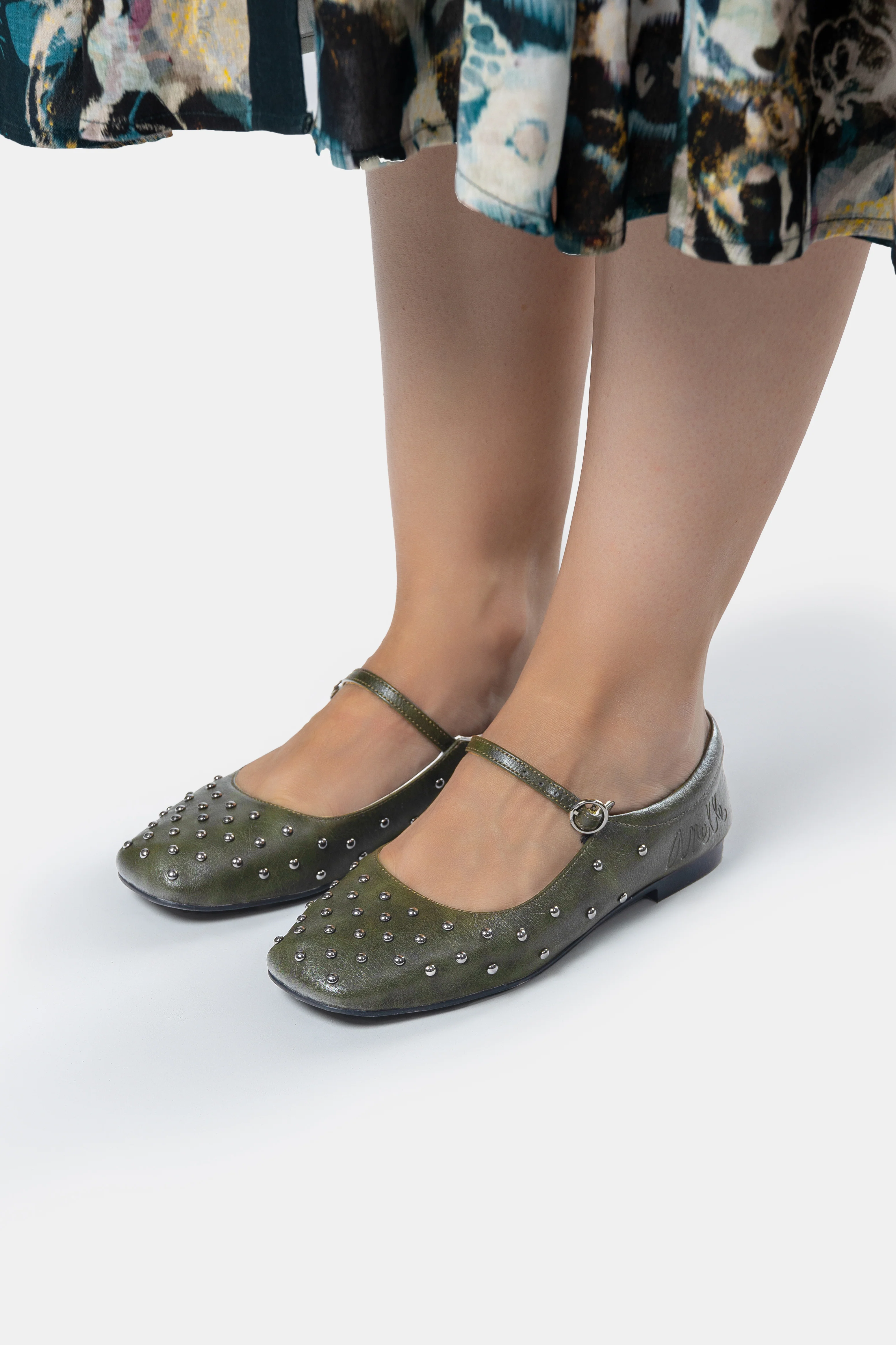Ballerinas mit Nieten khaki - Image 2