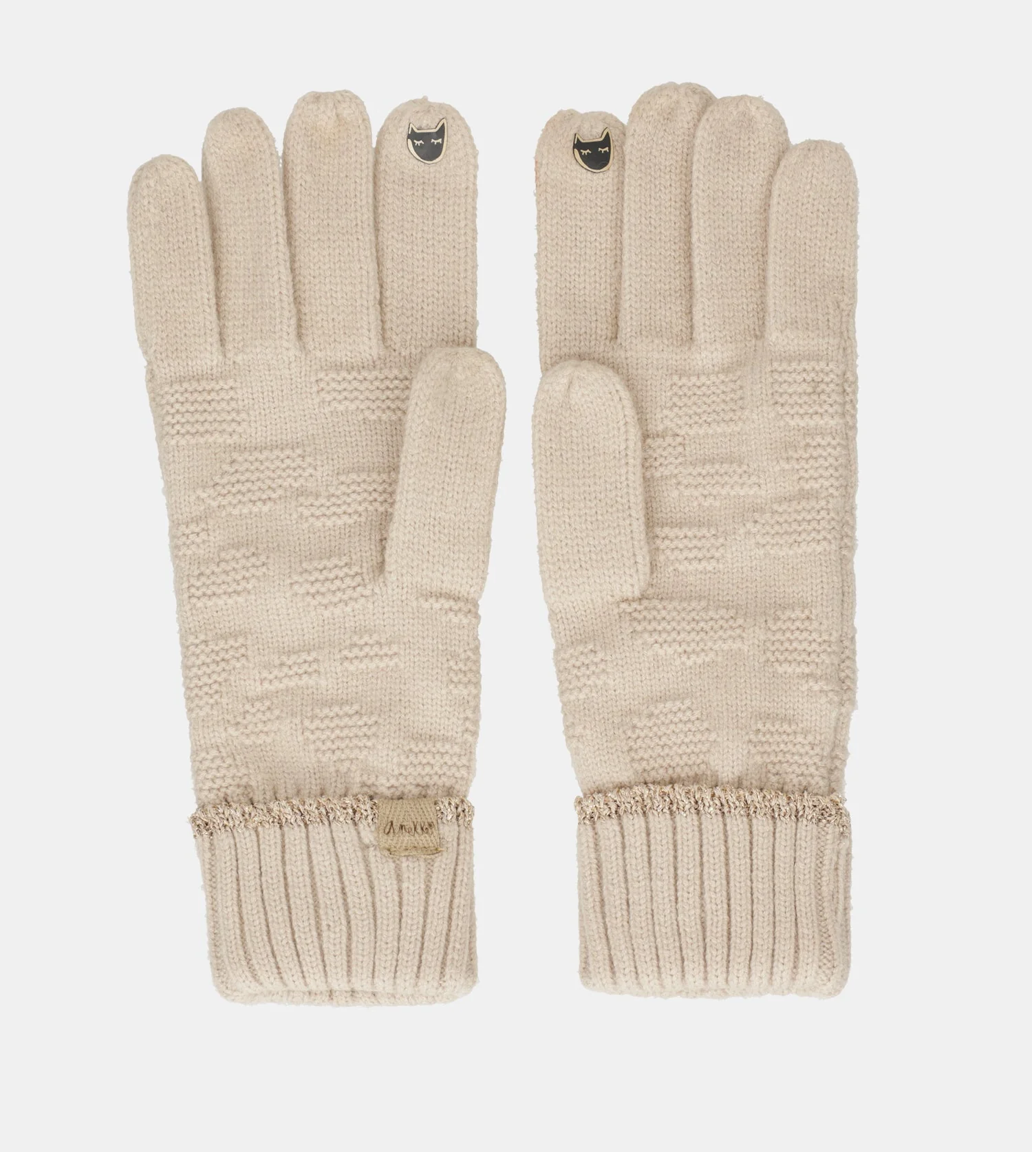 Beige gestrickte Handschuhe - Image 2