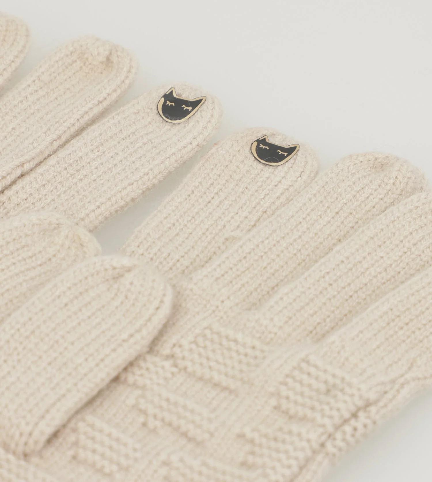 Beige gestrickte Handschuhe - Image 5