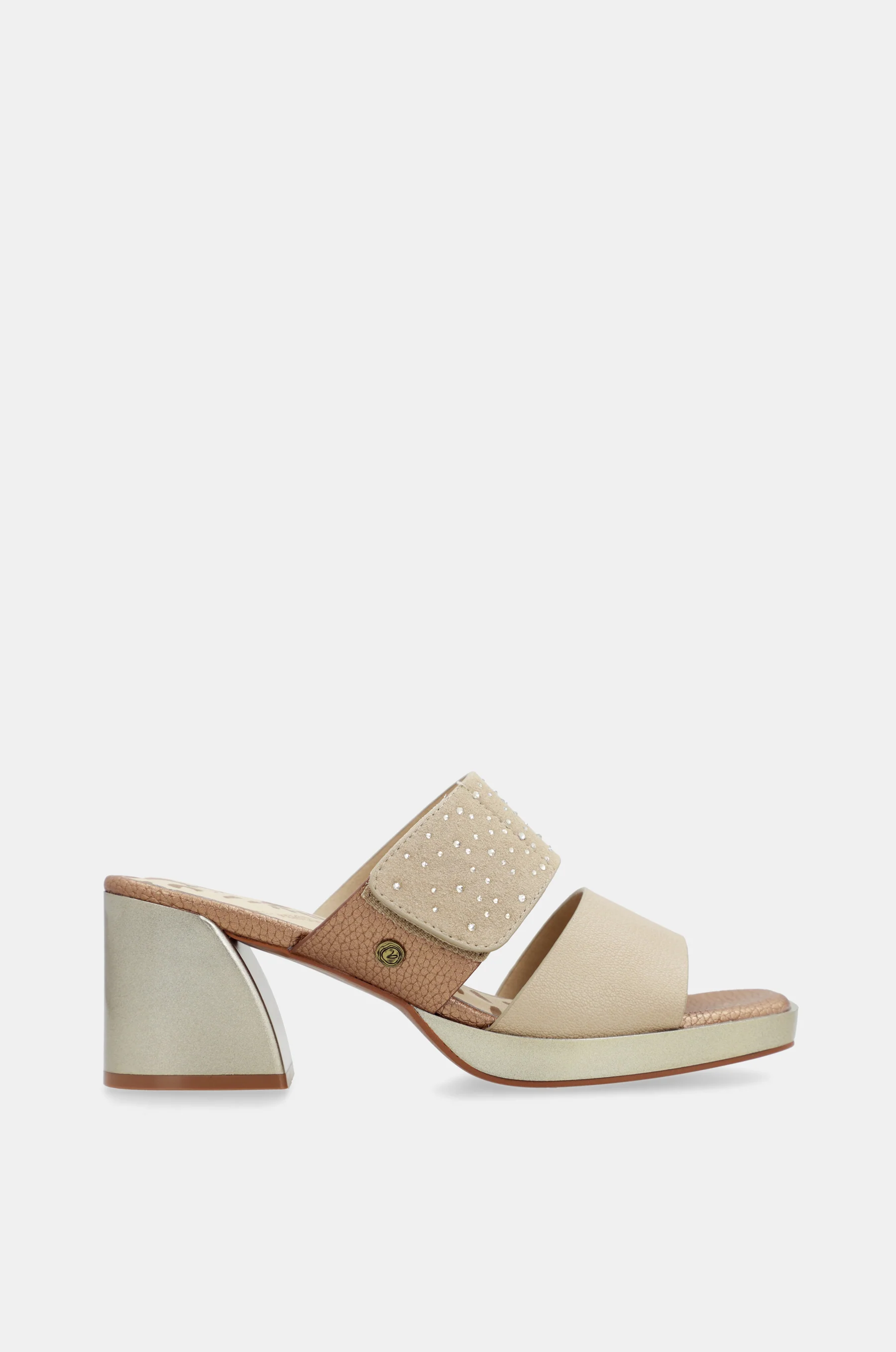 Beige Sandalen mit Strass