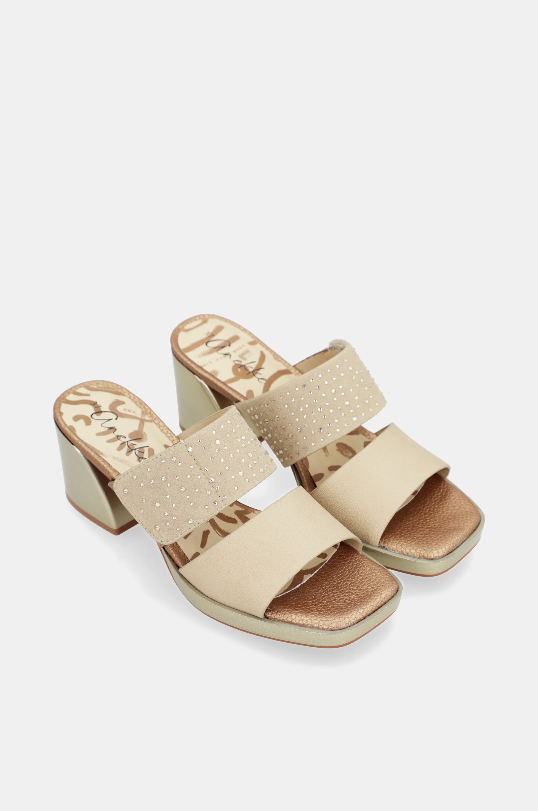 Beige Sandalen mit Strass - Image 3