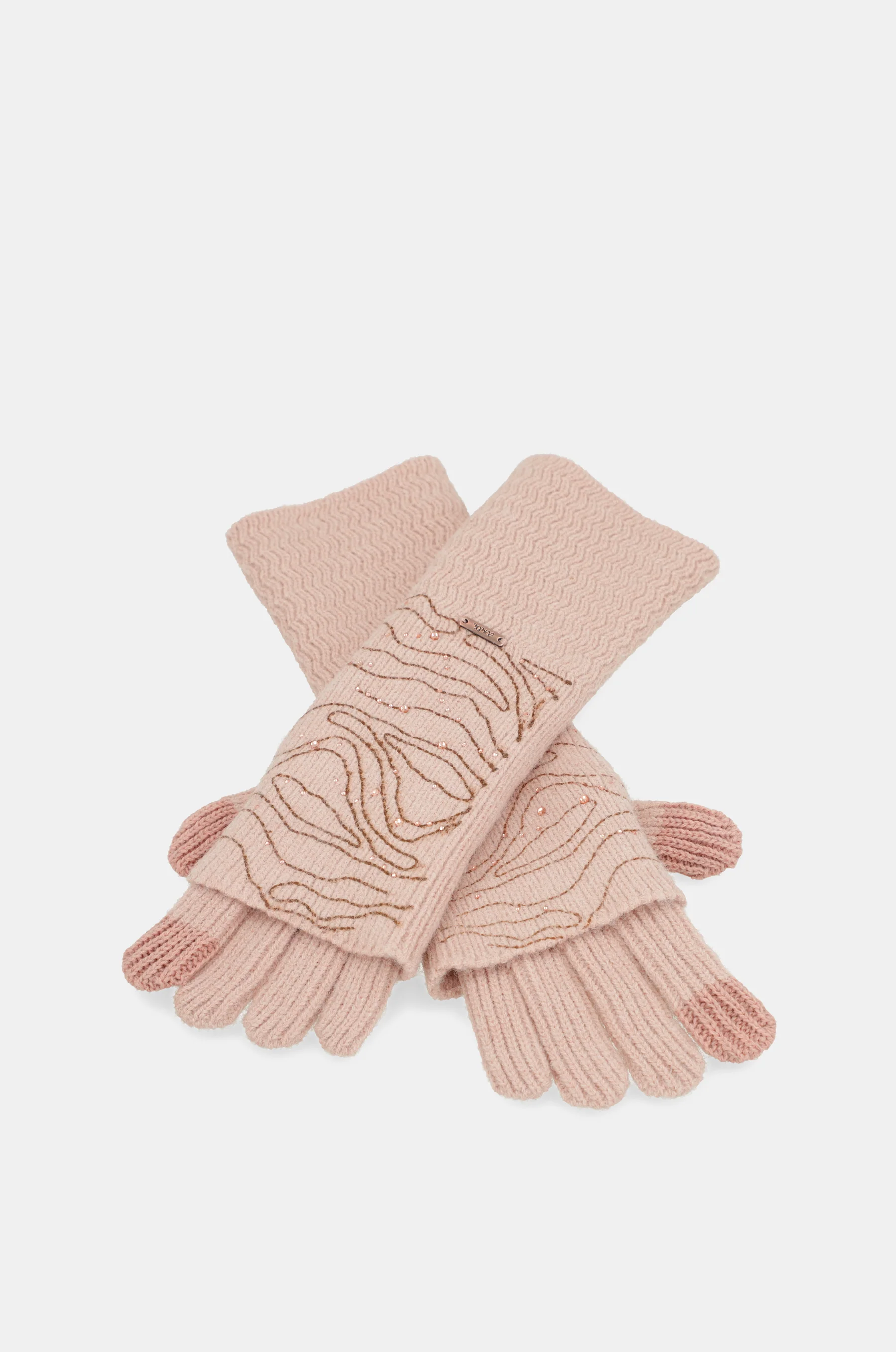 Beige Strickhandschuhe