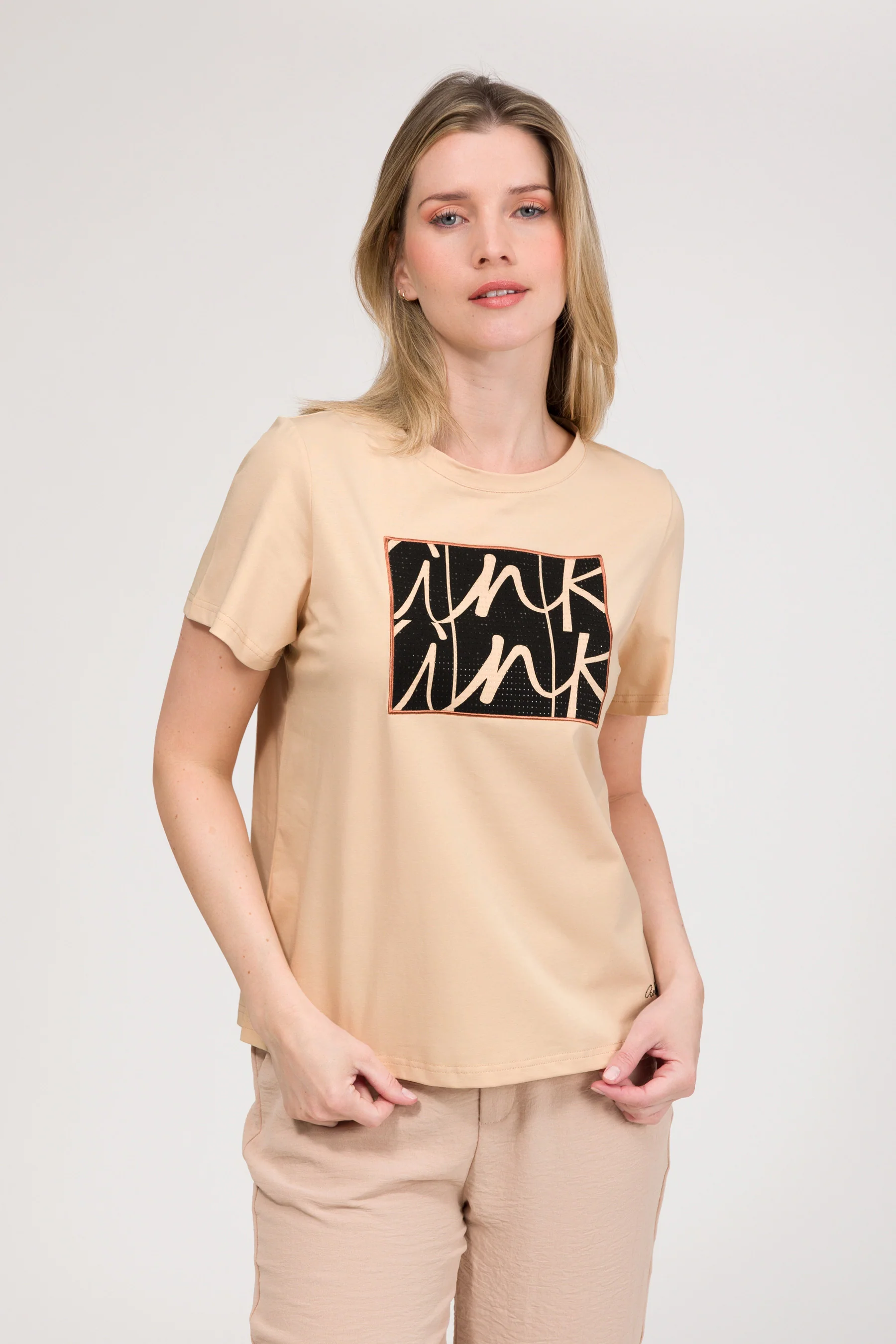 Beiges Kurzarm-T-Shirt - Image 2