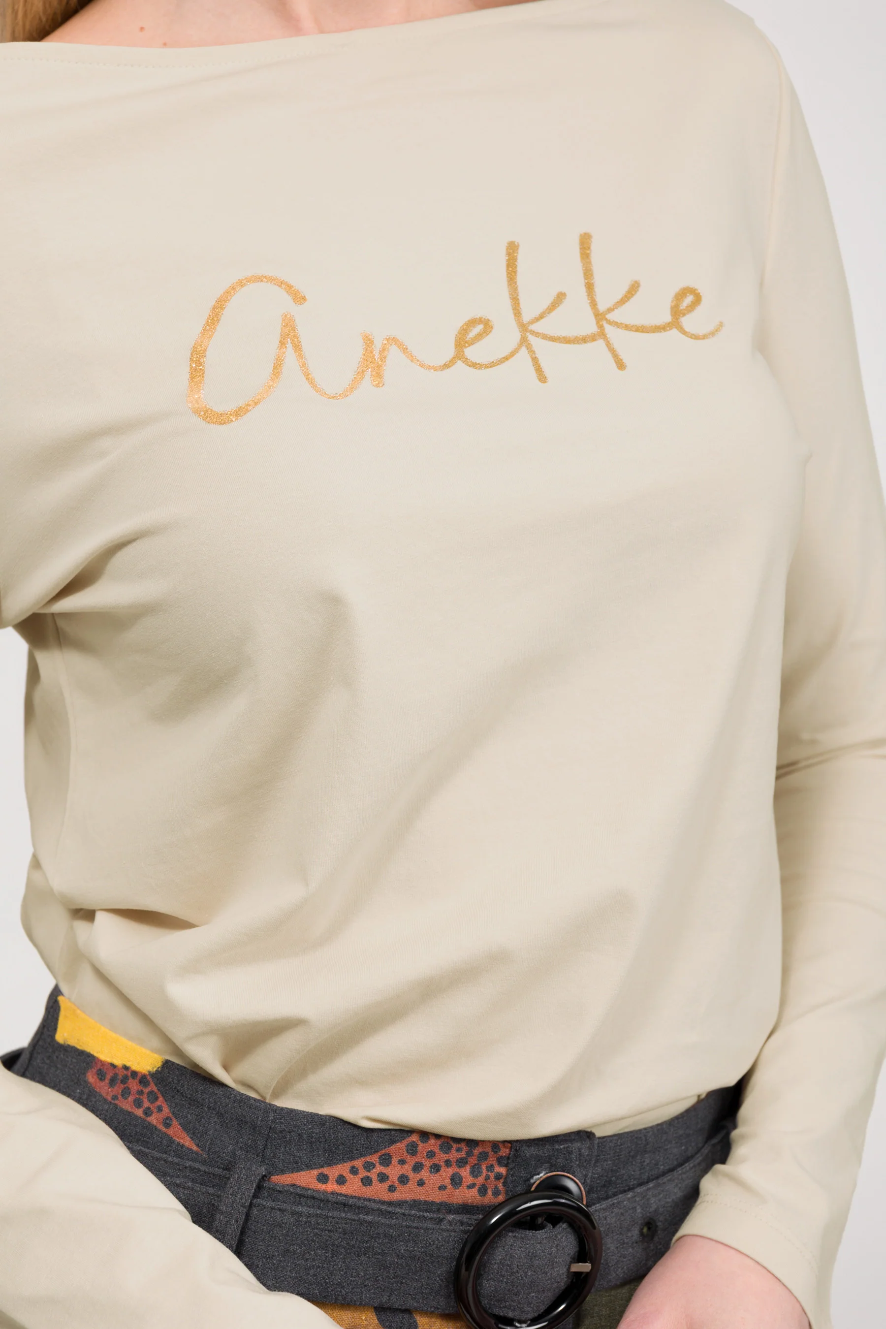 Beiges Langarm-T-Shirt mit Logo - Image 5