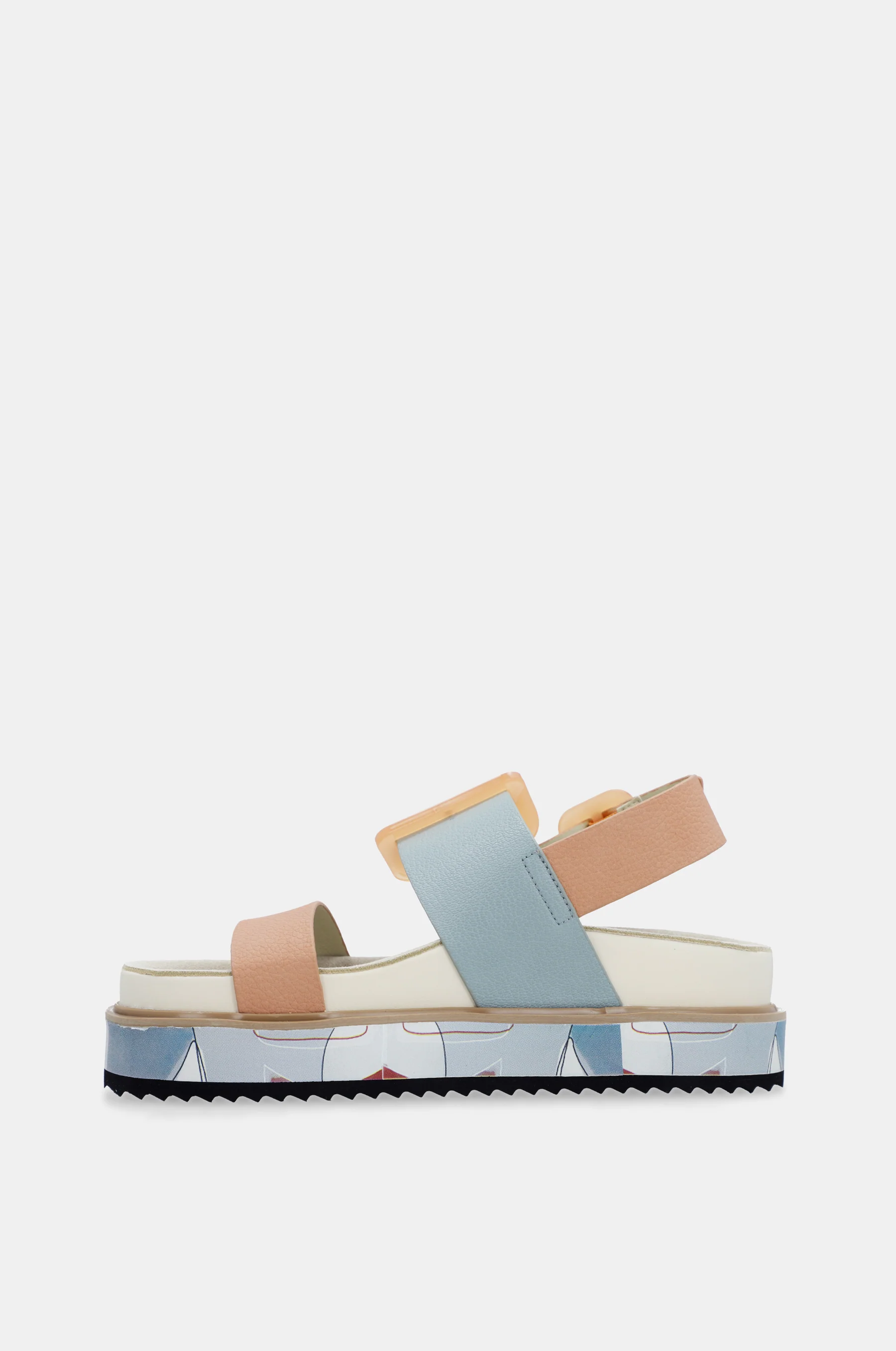 Blau-pinkorange Plateausandalen - Image 5