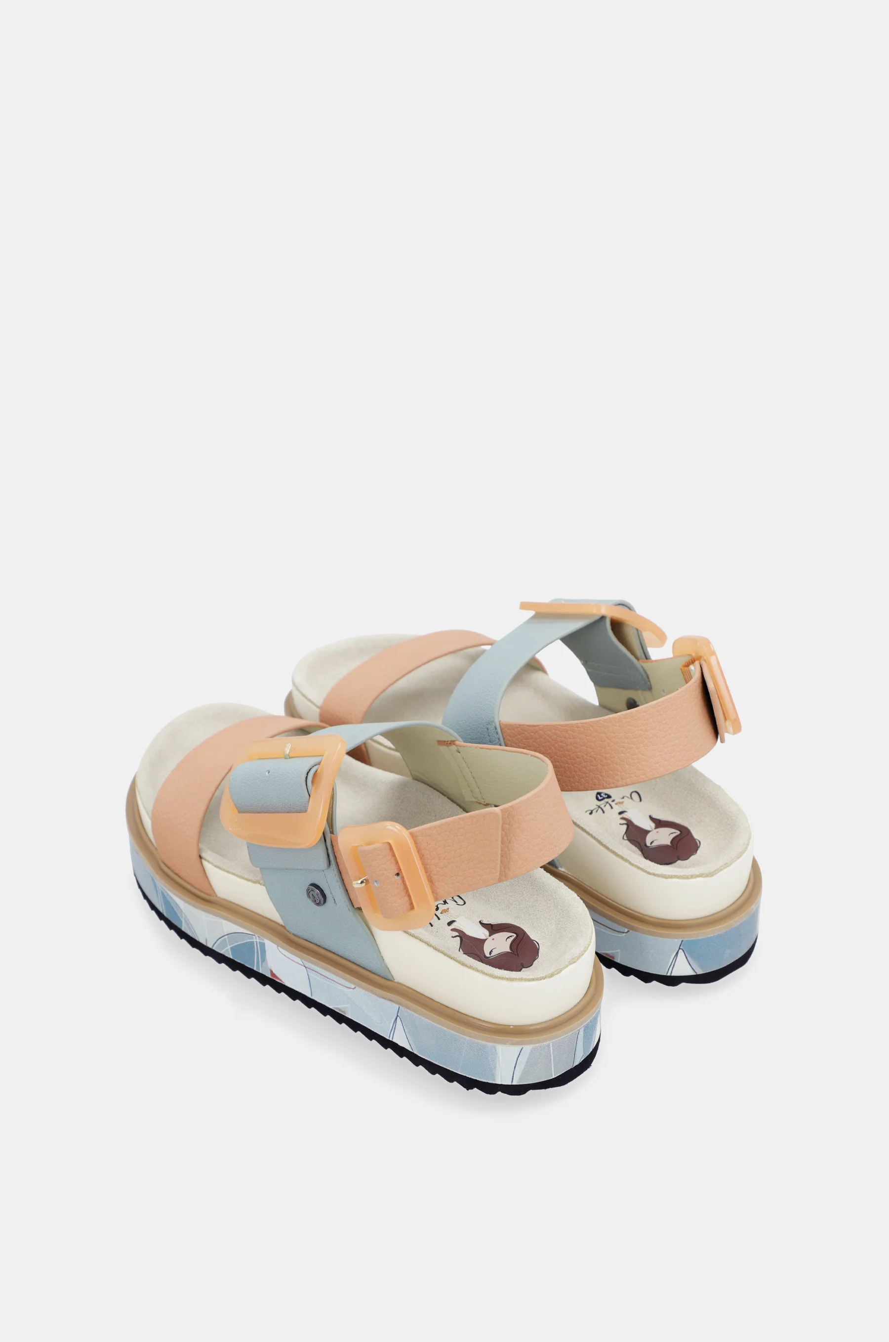 Blau-pinkorange Plateausandalen - Image 6