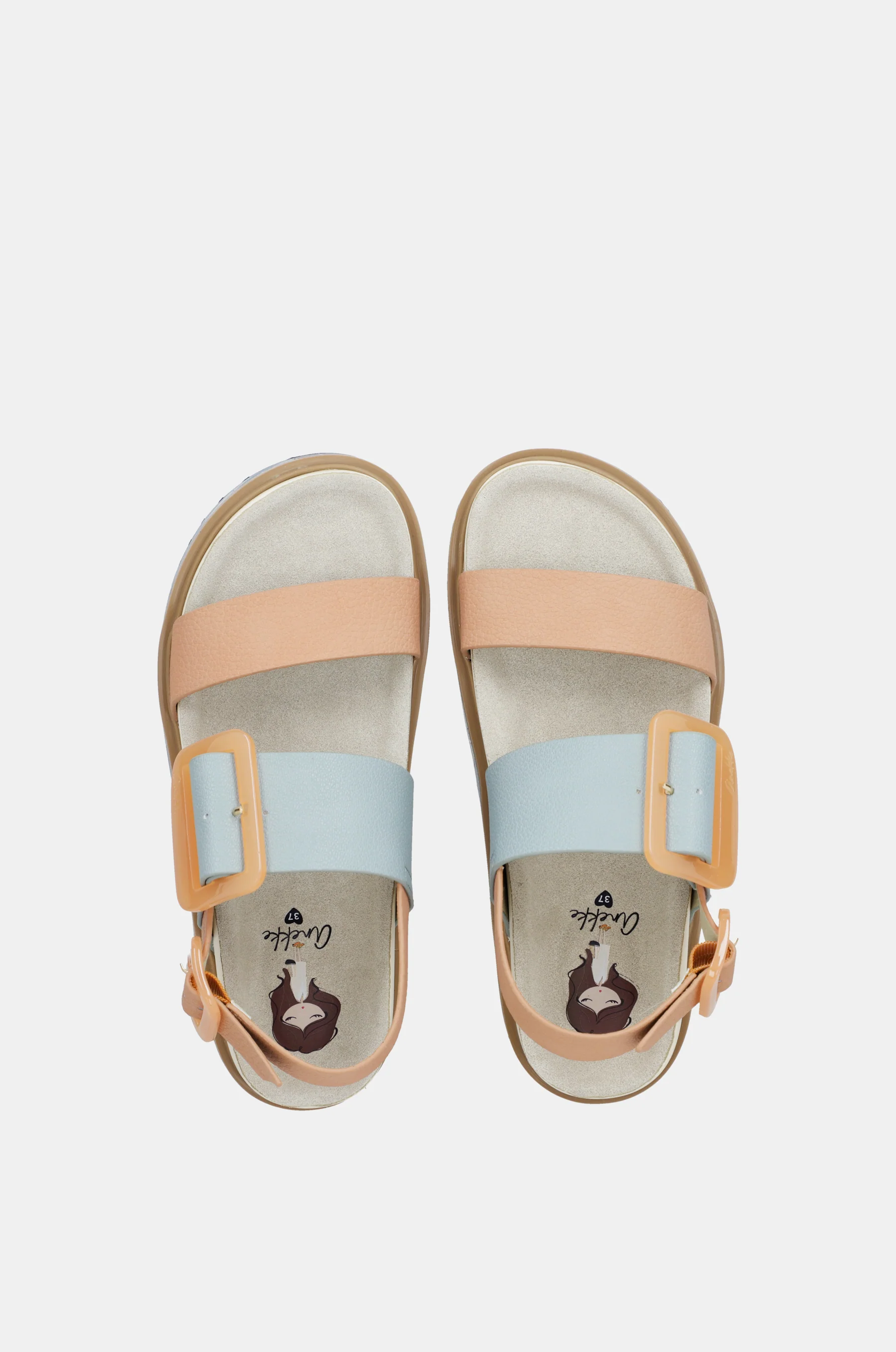 Blau-pinkorange Plateausandalen - Image 9