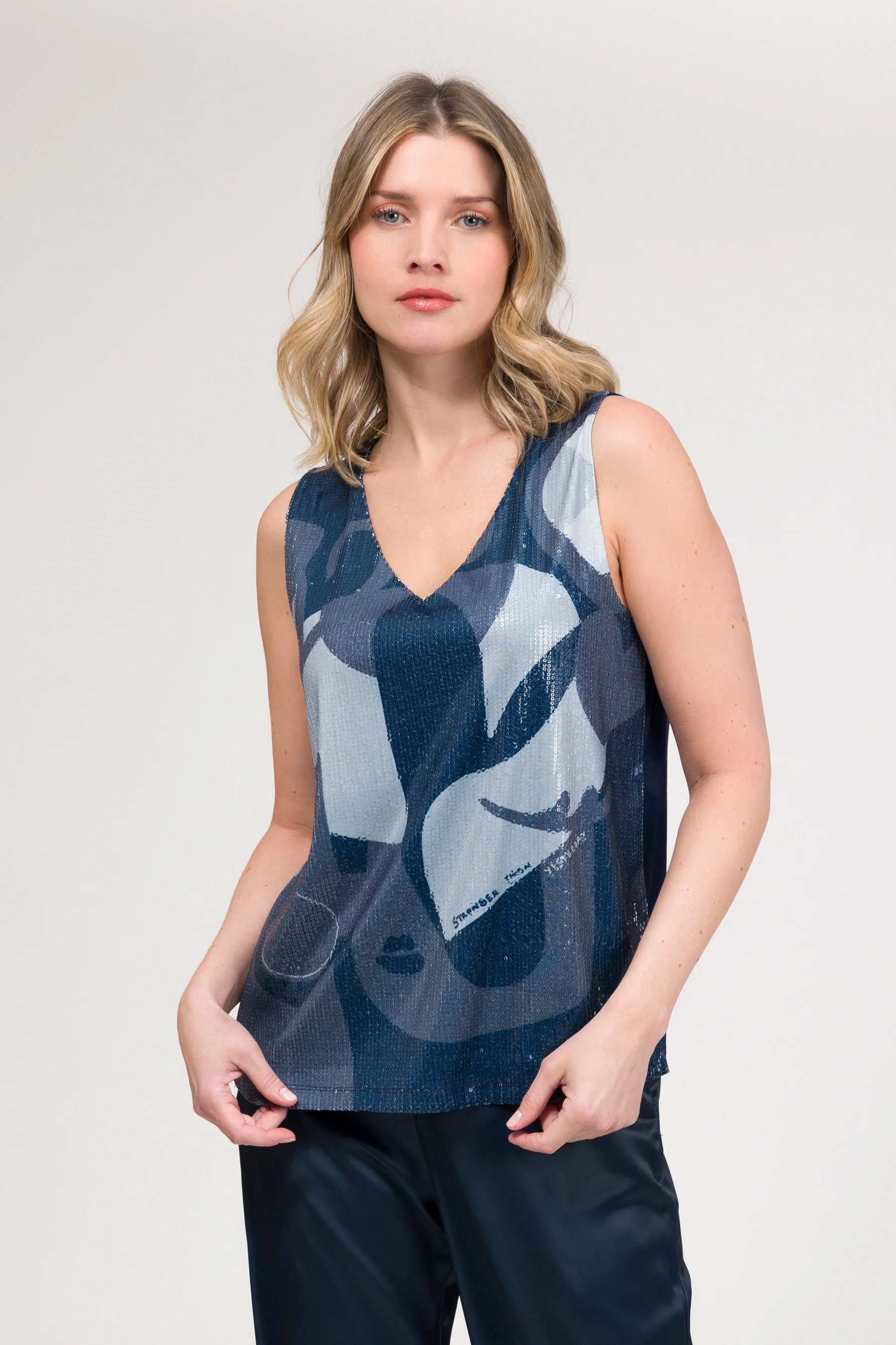 Blaues T-Shirt mit Pailletten - Image 2