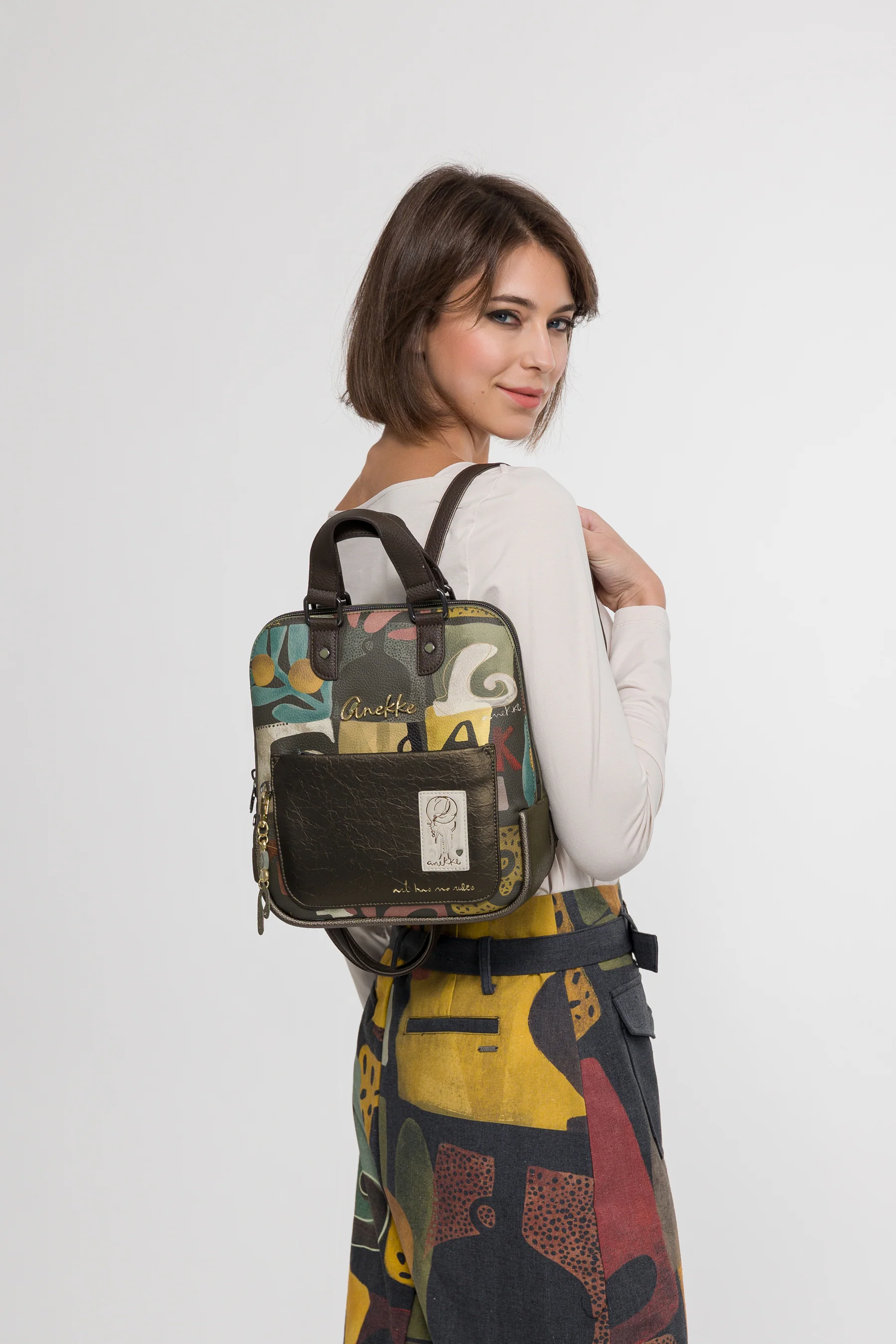 Gemusterter Rucksack mit kurzem Griff Amphora - Image 2