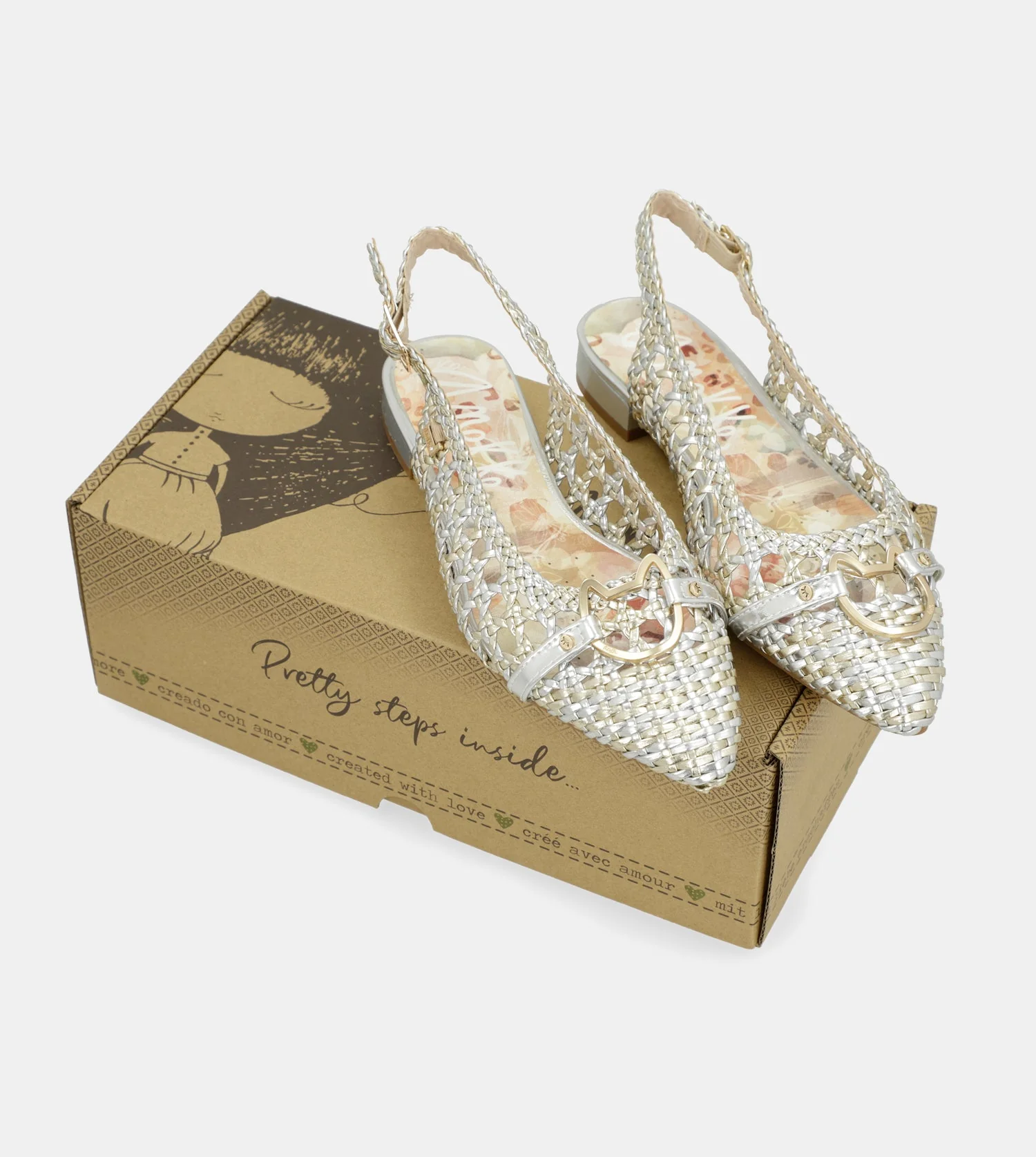 Goldene und silberne Slingback-Ballerinas - Image 2