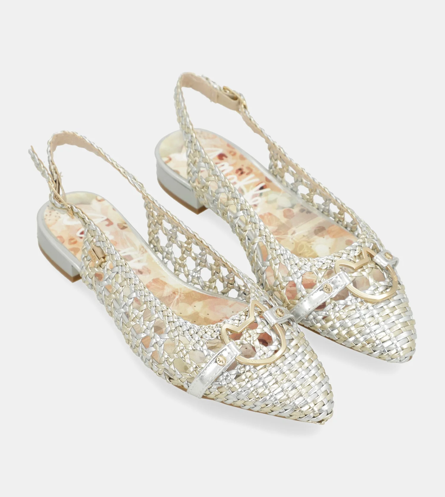 Goldene und silberne Slingback-Ballerinas - Image 3