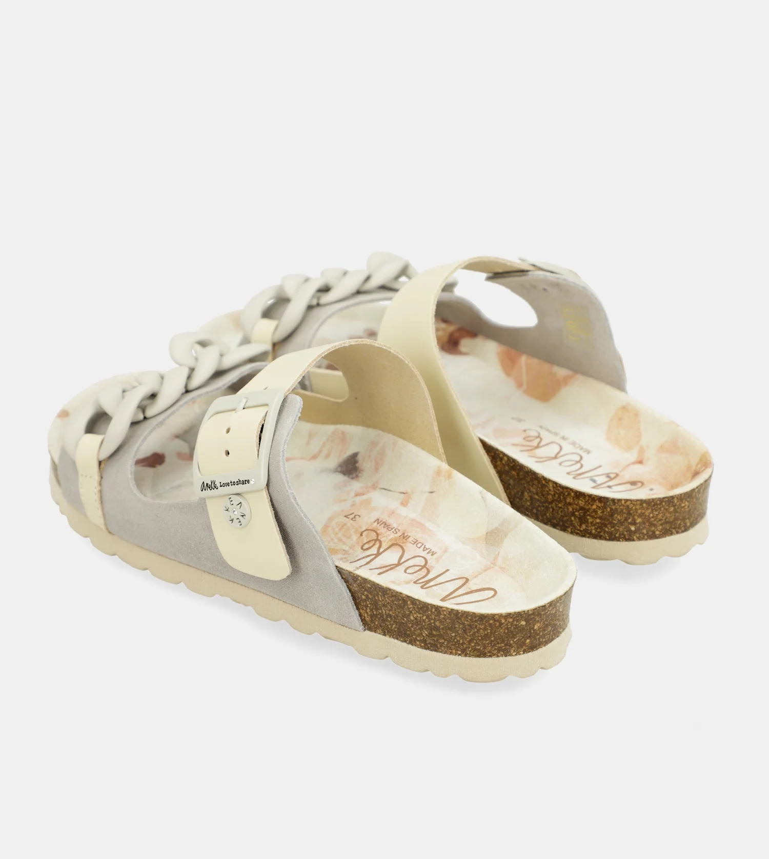 Graue Bio-Sandalen mit Kettendetail - Image 5