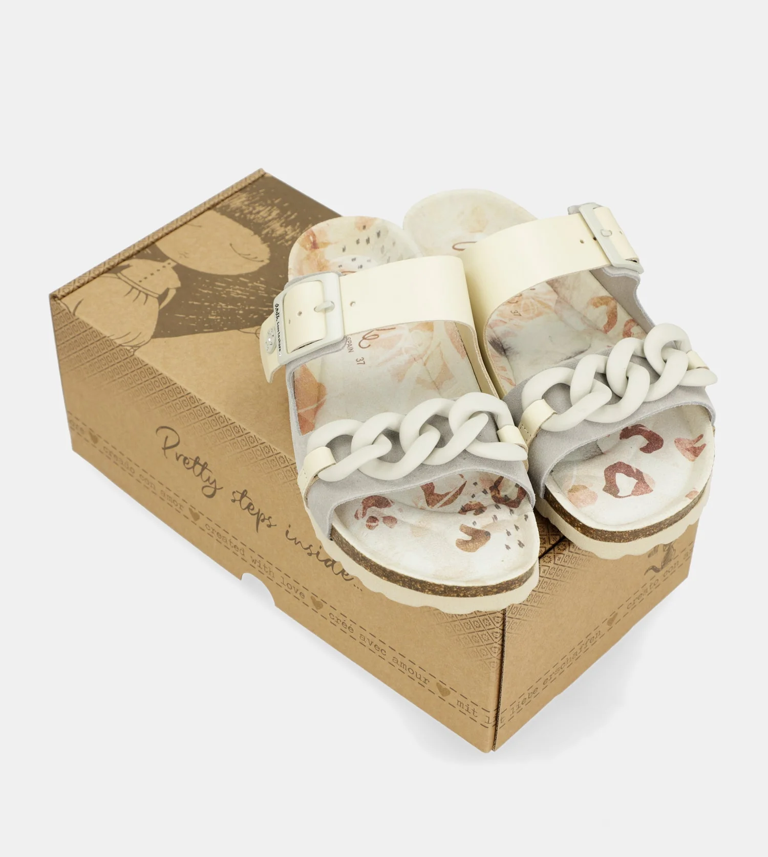Graue Bio-Sandalen mit Kettendetail - Image 7