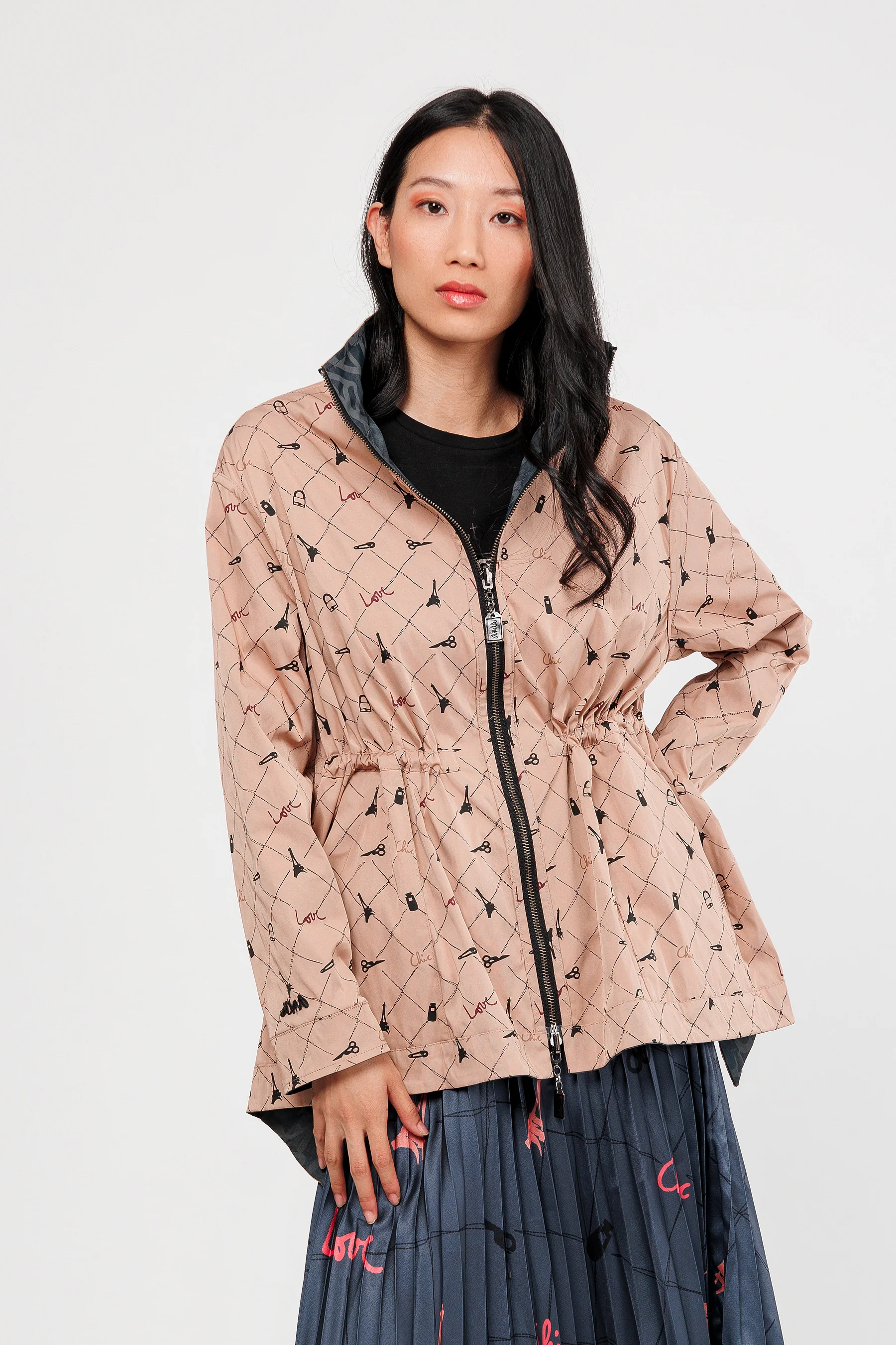 Jacke wendbar schwarz und beige - Image 6
