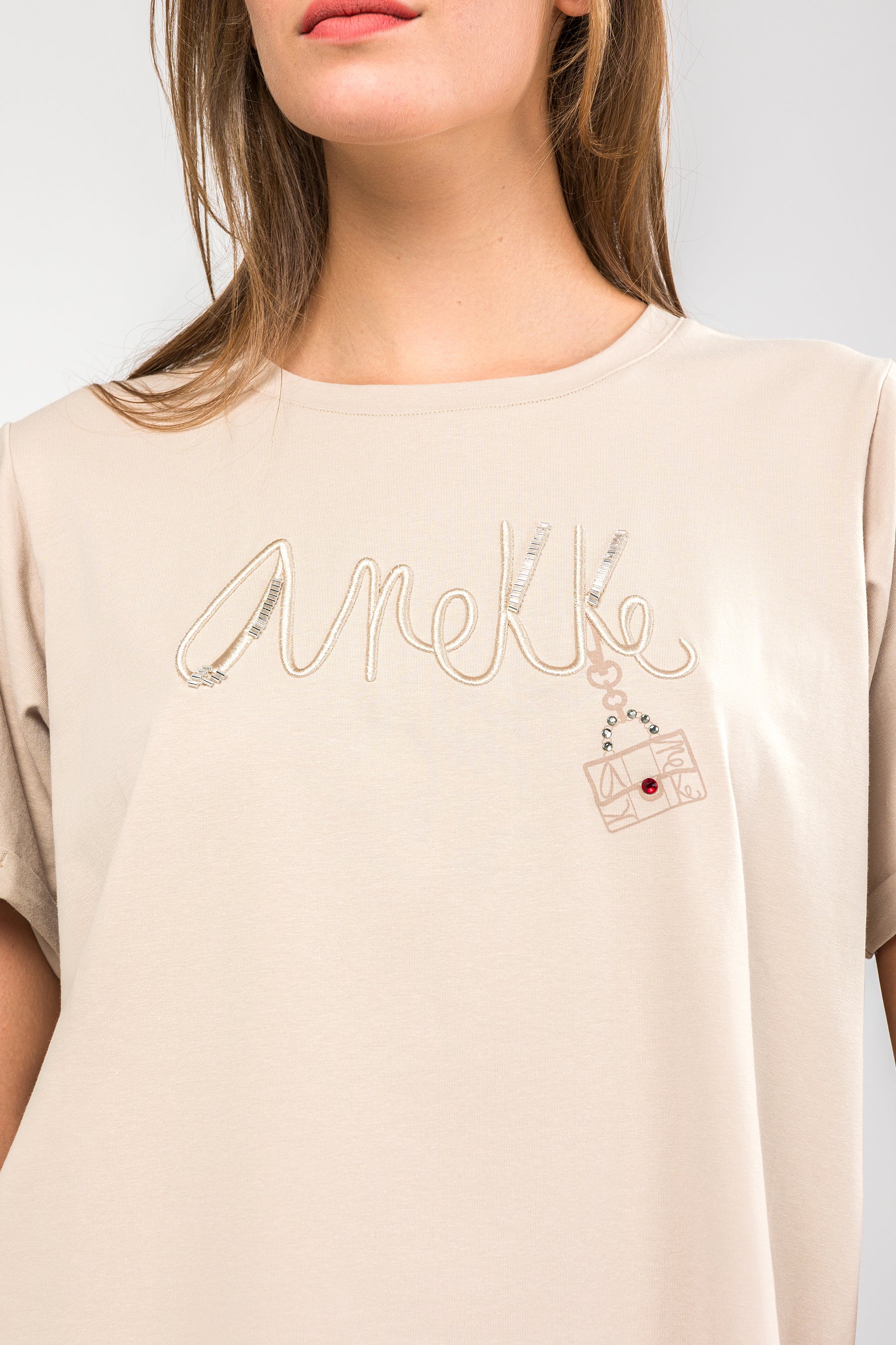 Kurzarm-T-Shirt beige mit Logo - Image 2