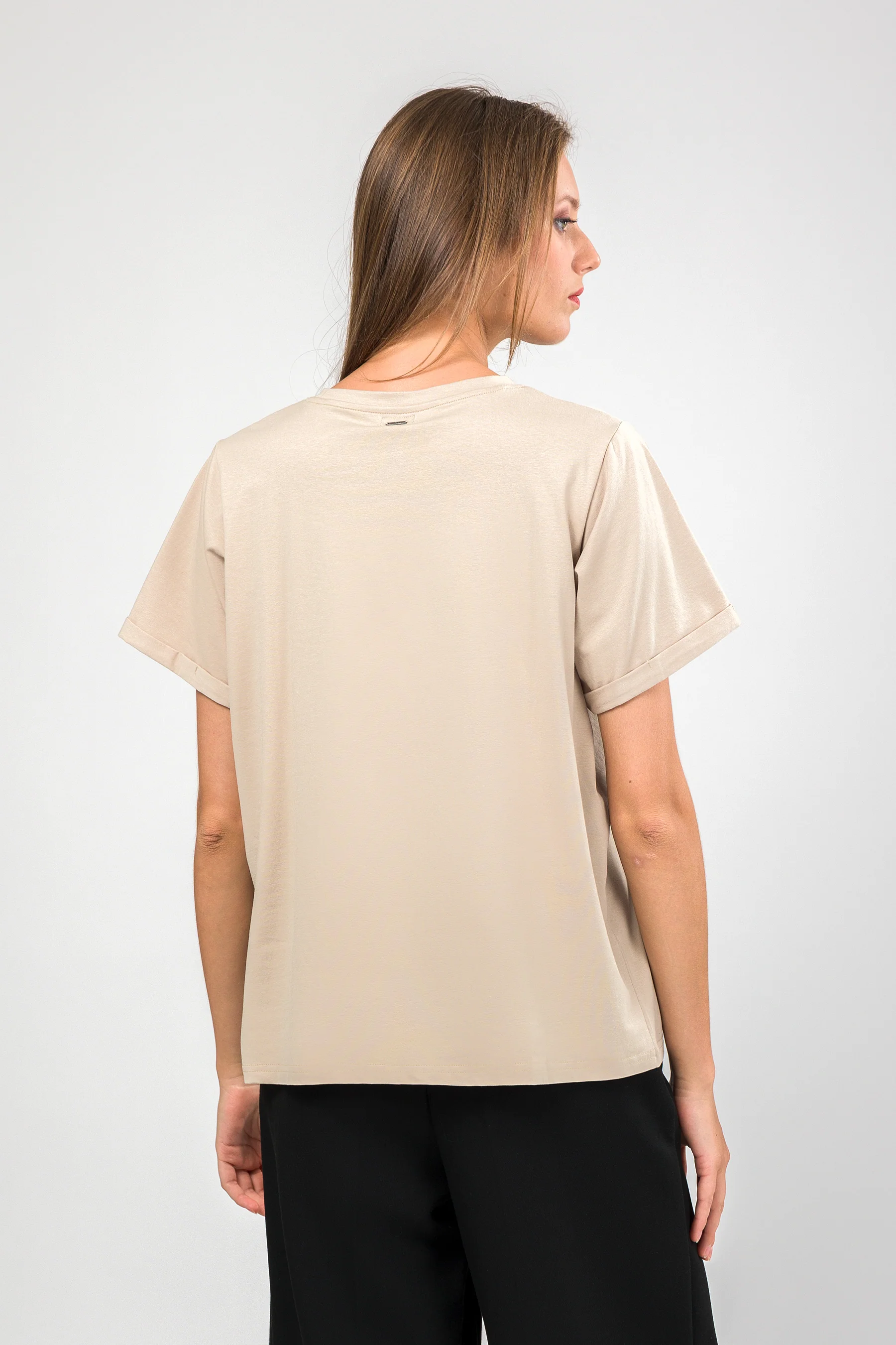 Kurzarm-T-Shirt beige mit Logo - Image 3