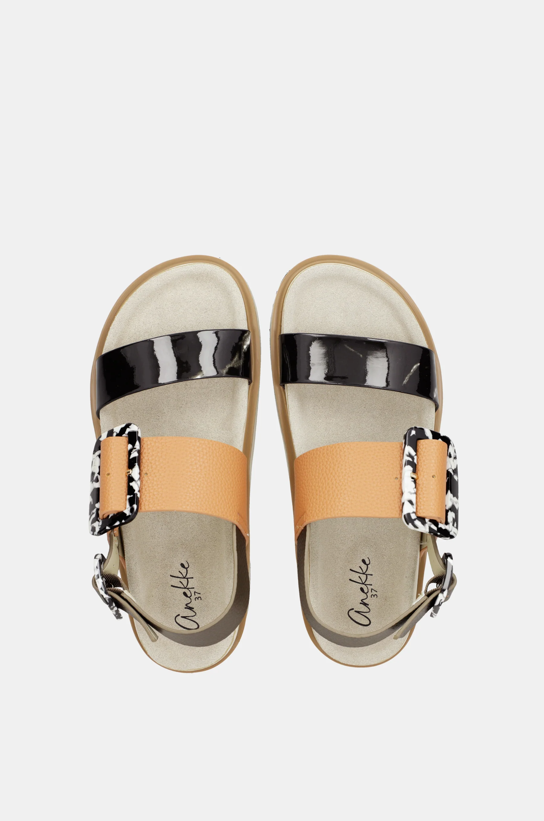 Orange-schwarze Plateausandalen - Image 8