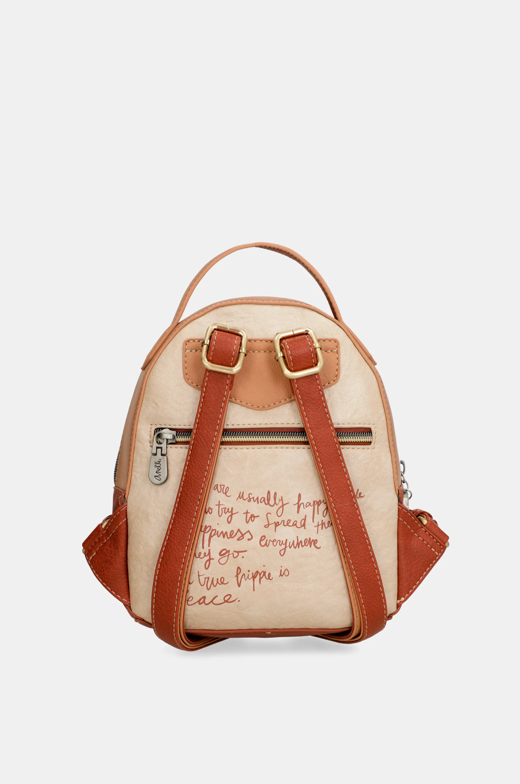 Peace & Love – Kleiner Rucksack in Kamelbraun - Image 3