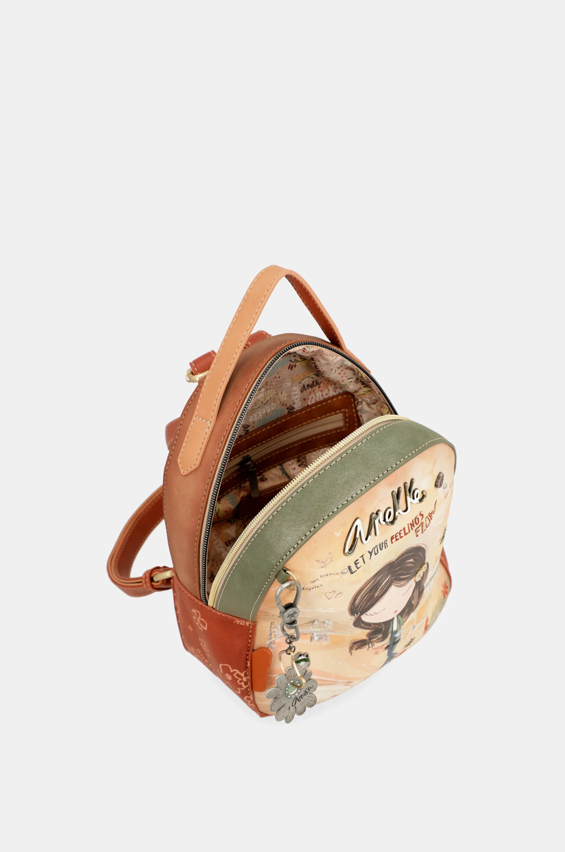 Peace & Love – Kleiner Rucksack in Kamelbraun - Image 5