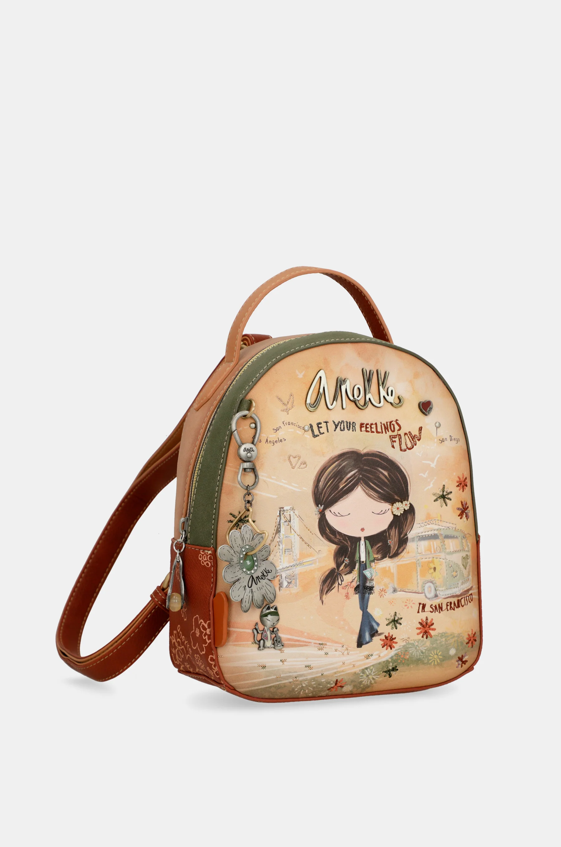Peace & Love – Kleiner Rucksack in Kamelbraun - Image 7