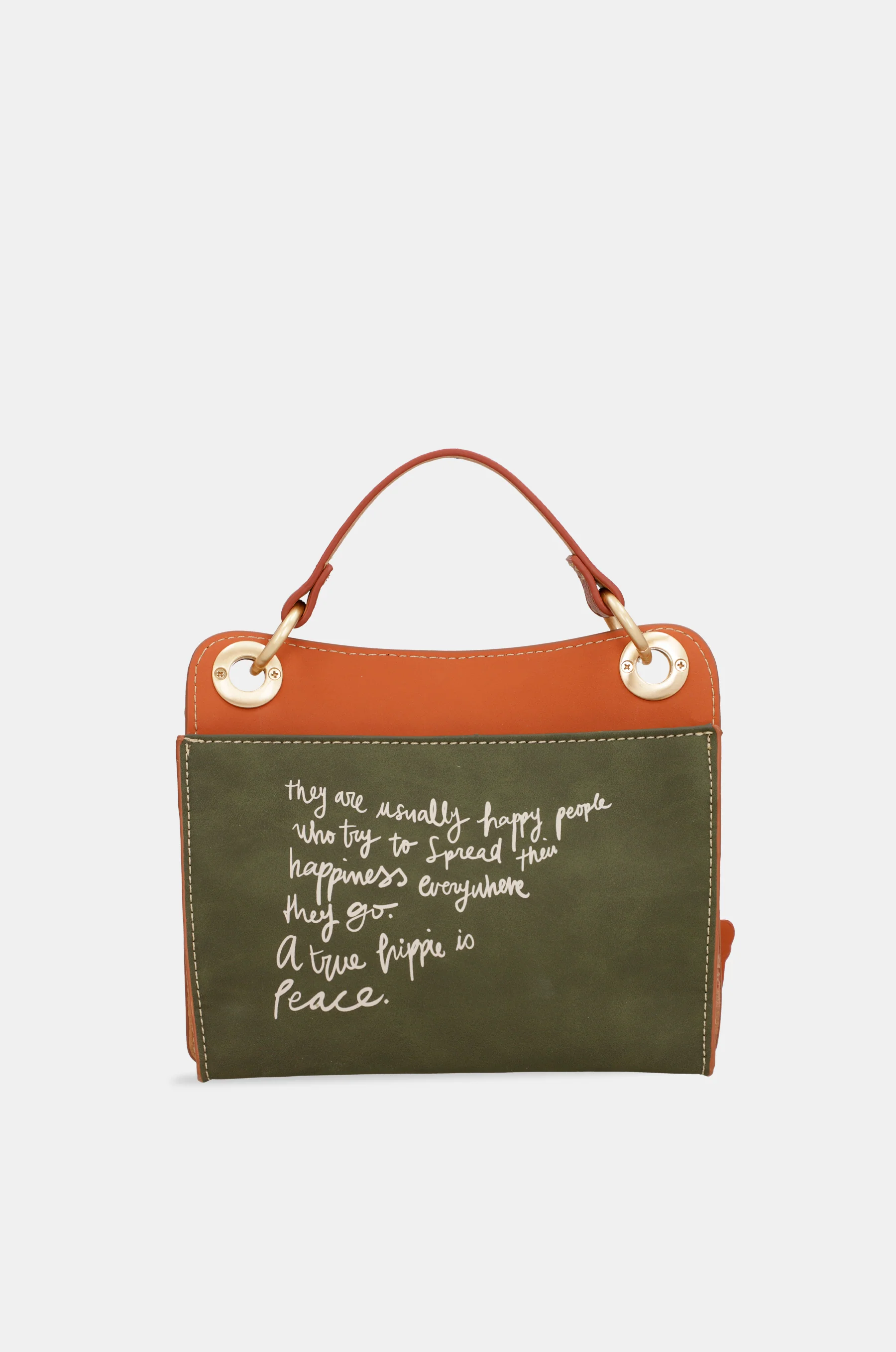 Peace & Love – Kamelfarbene Mini-Tasche - Image 3