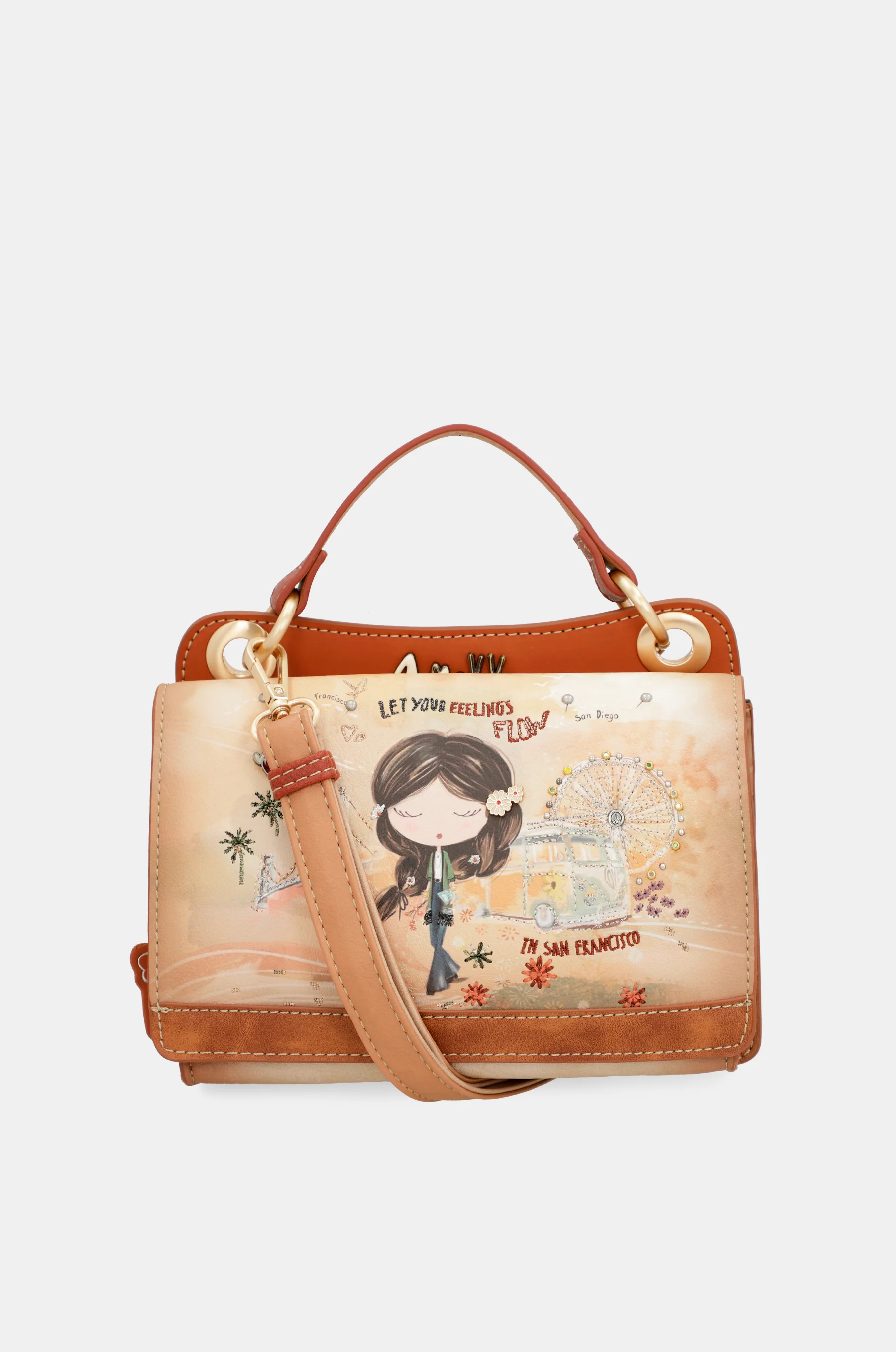 Peace & Love – Kamelfarbene Mini-Tasche - Image 7