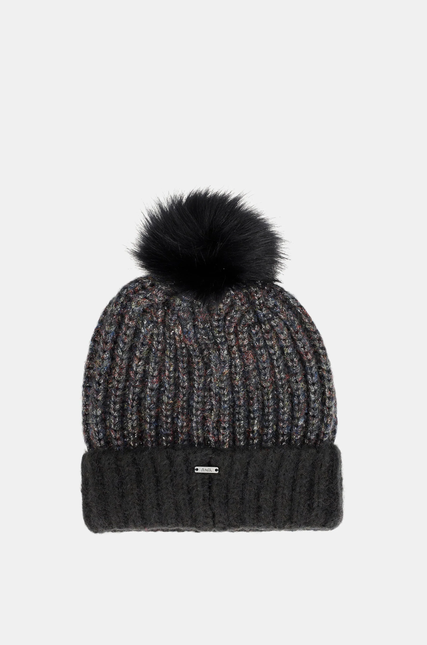 Schwarze Strickmütze mit Bommel - Image 2