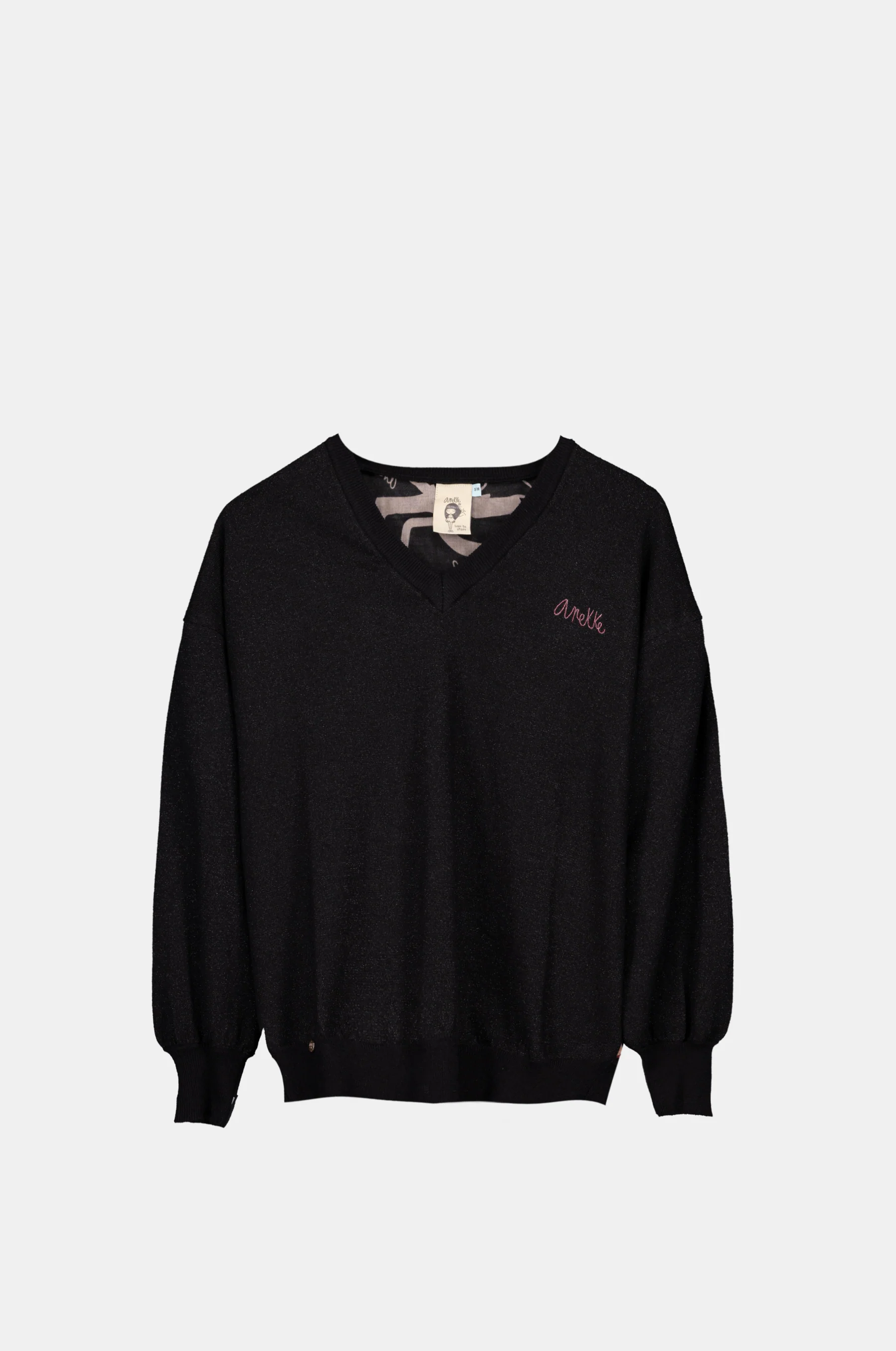 Schwarzer Pullover mit bedruckter Rückseite