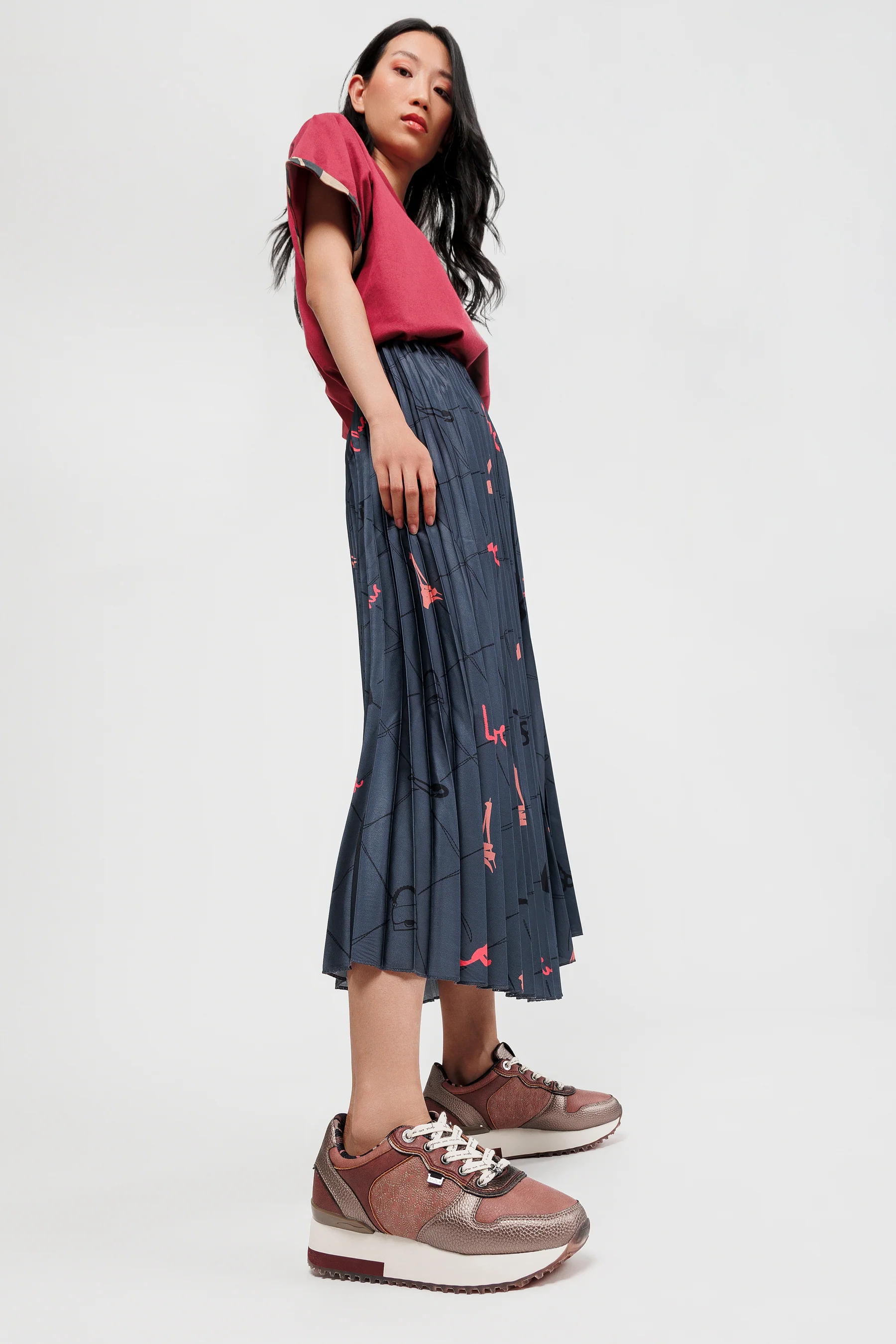Sneakers Platform rosa metallisch