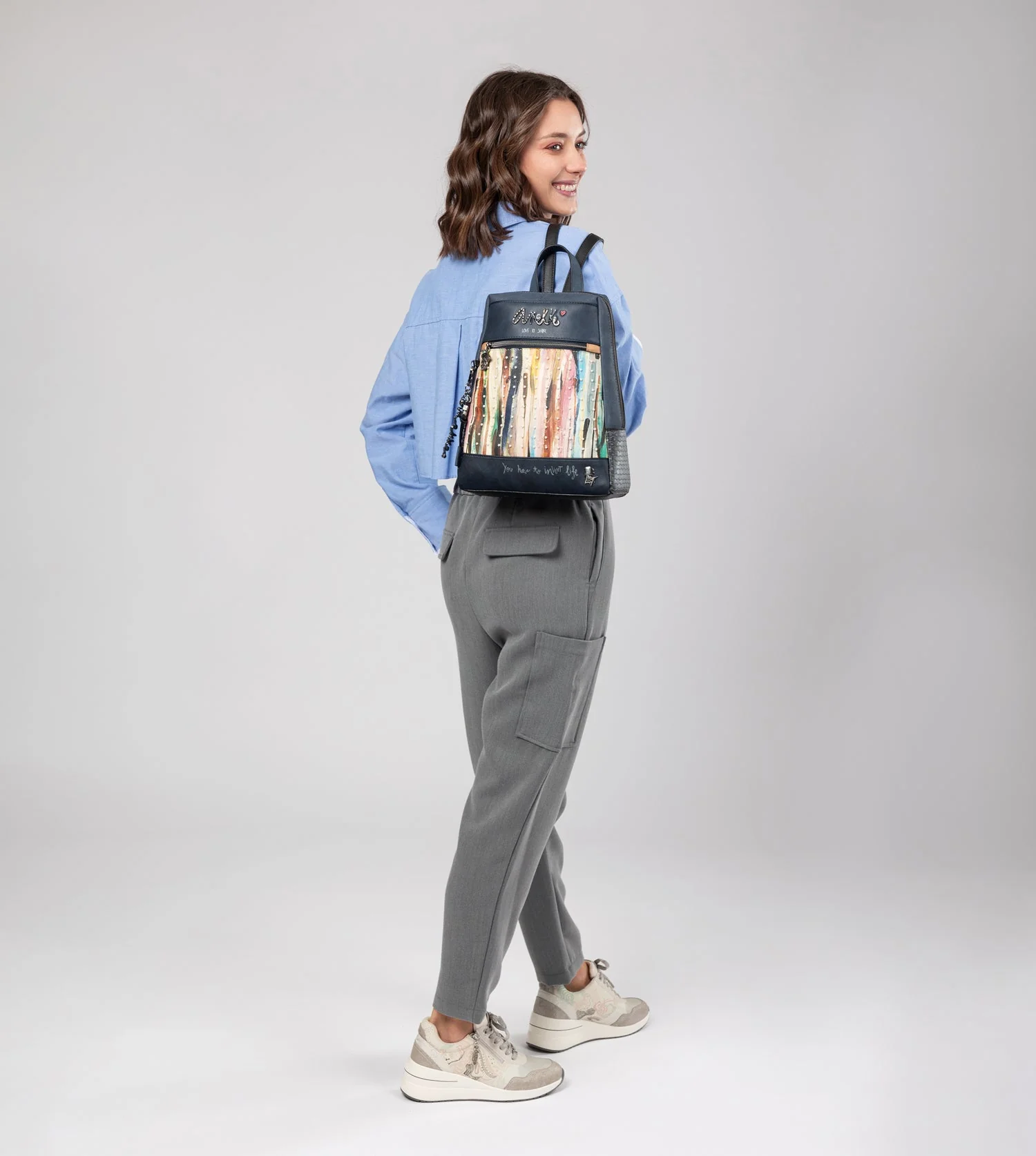 Studio Rucksack mit Perlen in Marineblau - Image 2