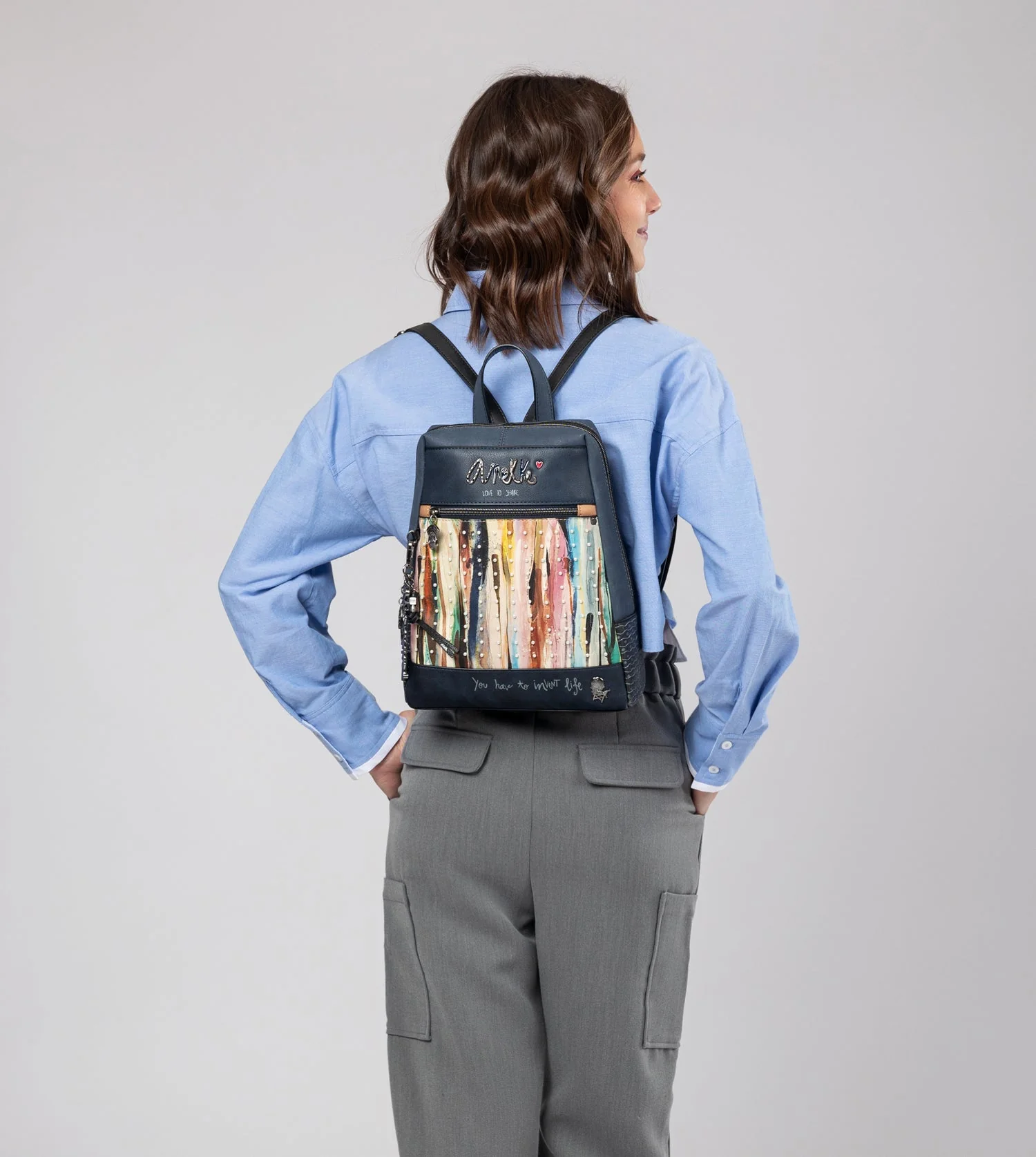 Studio Rucksack mit Perlen in Marineblau - Image 6