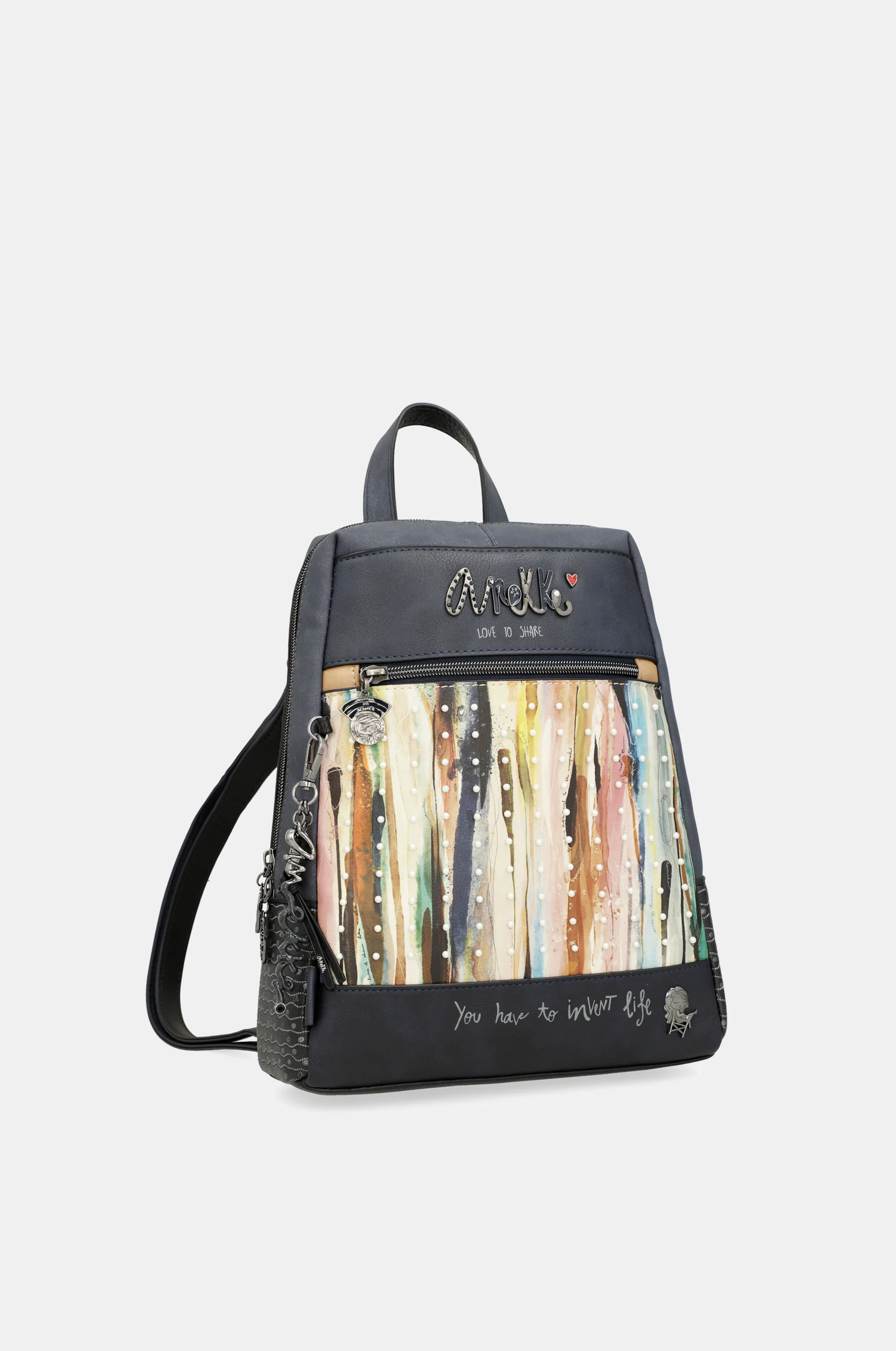 Studio Rucksack mit Perlen in Marineblau - Image 7