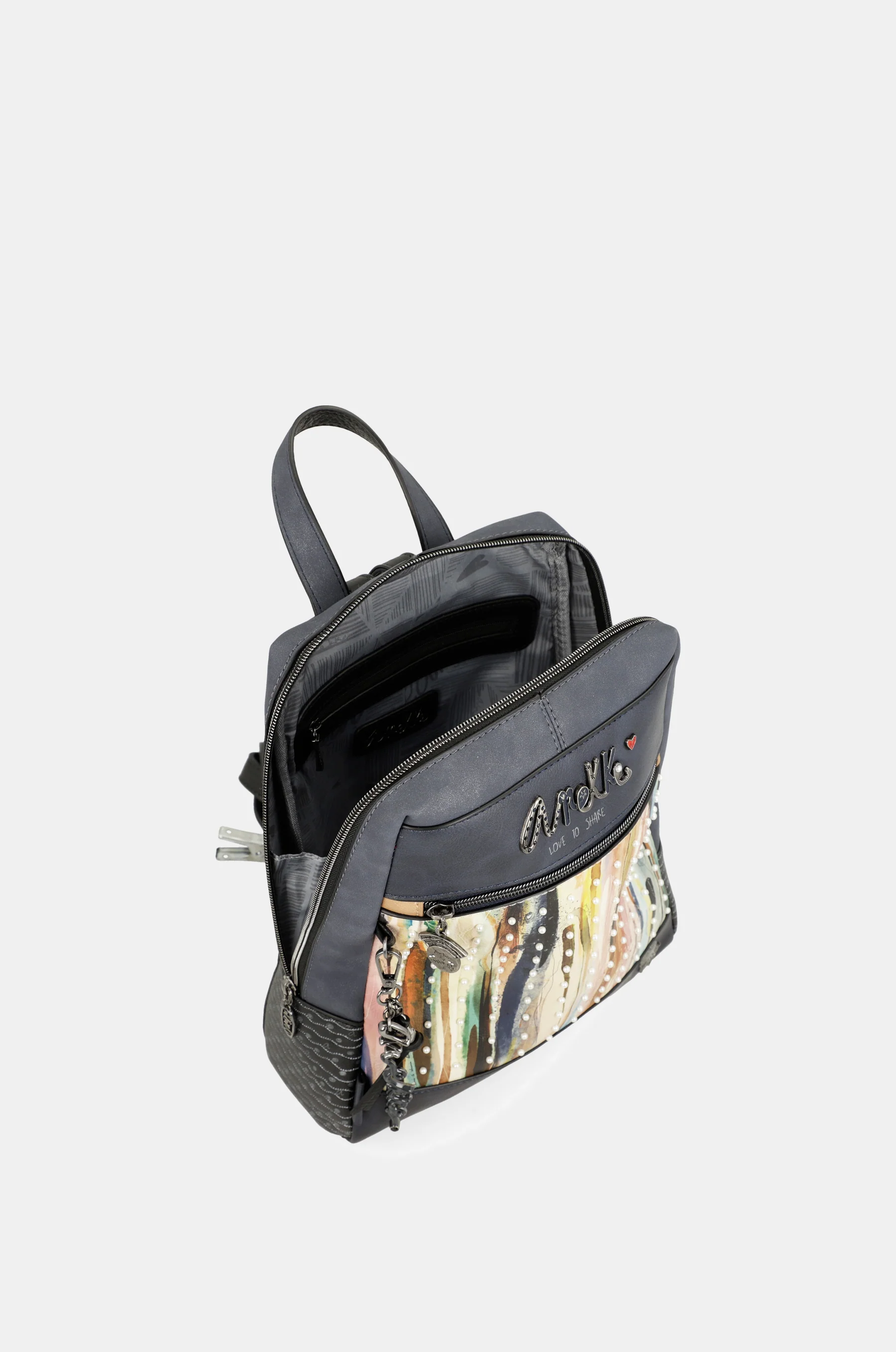 Studio Rucksack mit Perlen in Marineblau - Image 9