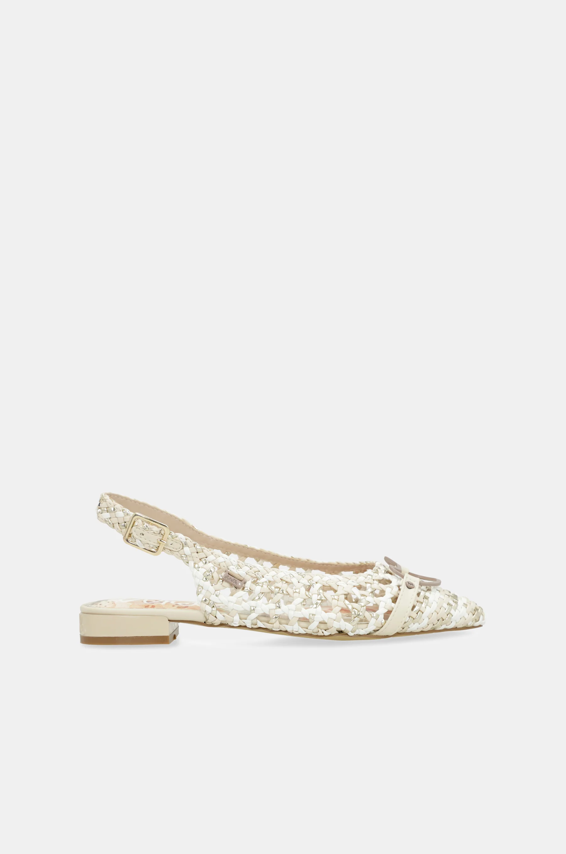 Weiße und rosa Slingback-Ballerinas